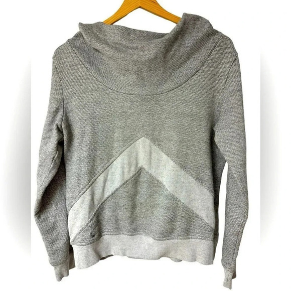 Lolë women's Mock Neck Cropped Pullover Terry Hoodie In Grey | Size Small - Picture 2 of 8